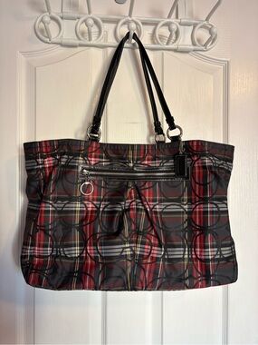 Coach Poppy Tartan Plaid Tote Purse